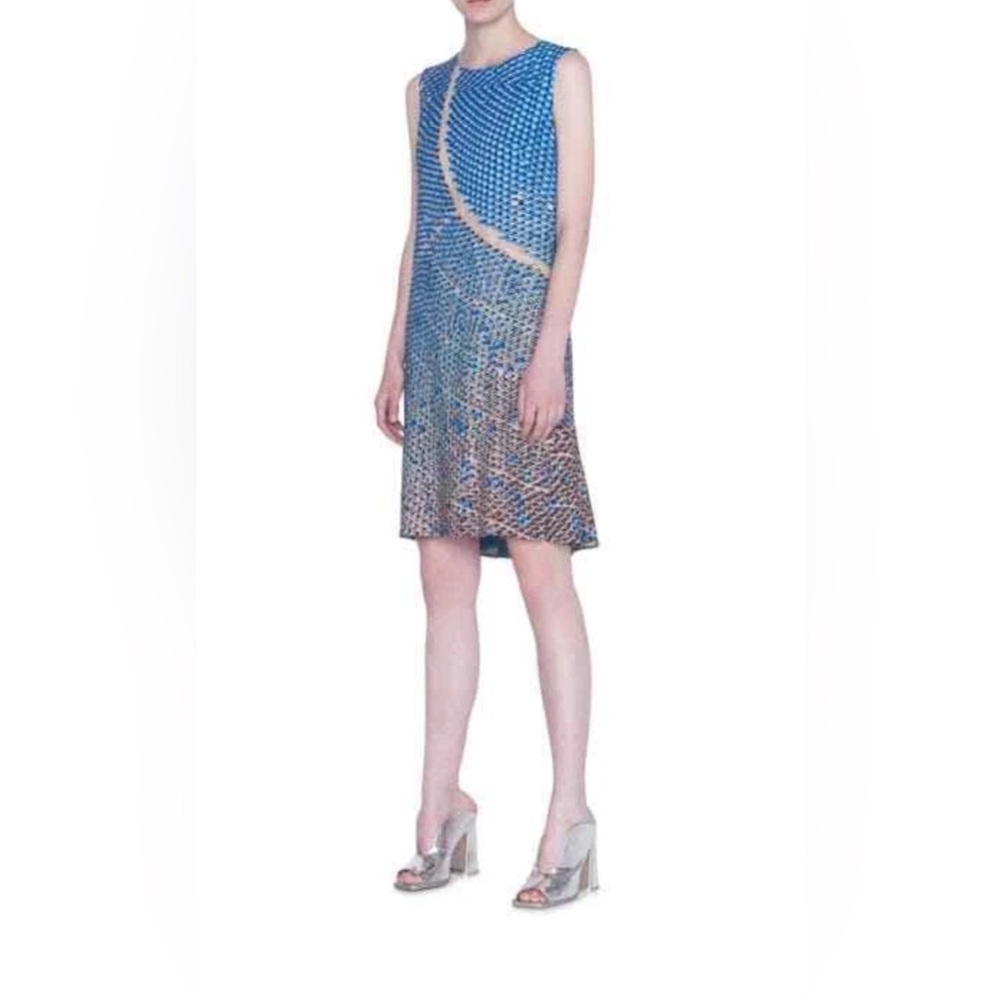 Akris Punto Solar-Print Sleeveless Flounce Hem midi length dress size 10